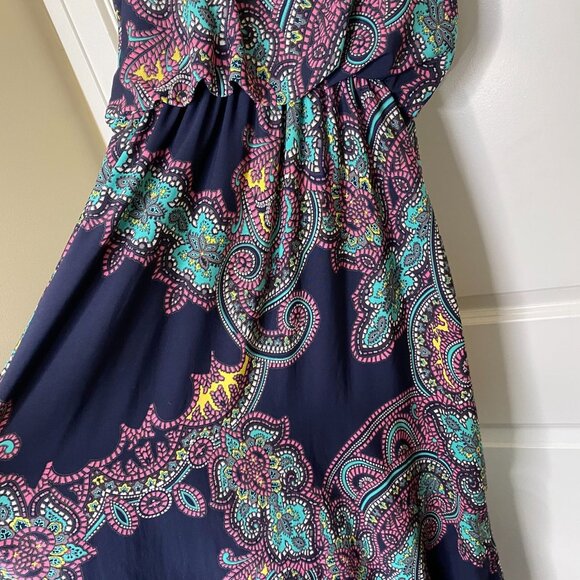 Blue Rain Maxi Dress M Made in USA Boho Paisley Spaghetti Strap Summer - Picture 10 of 12